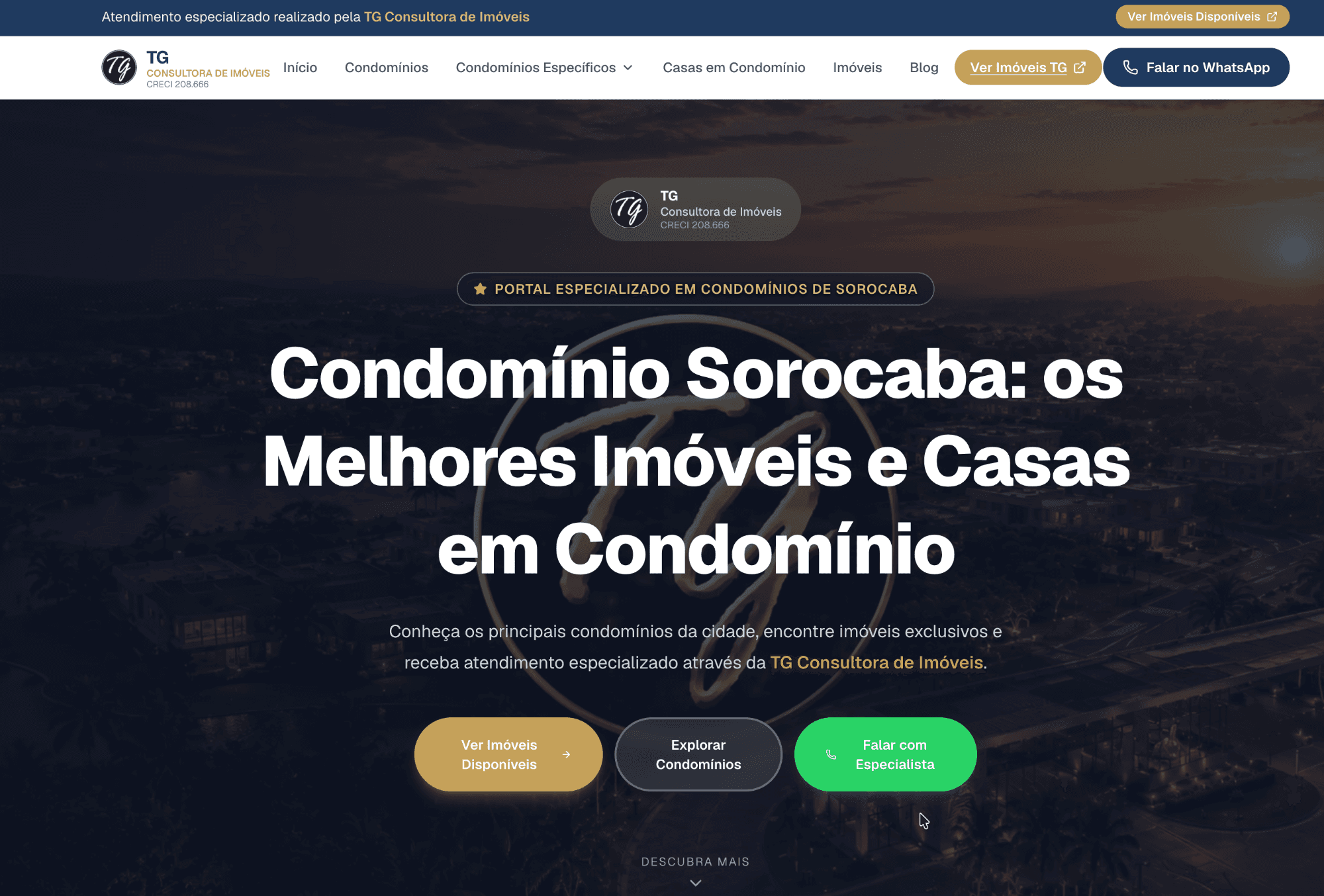 Screenshot do site Condomínios Sorocaba