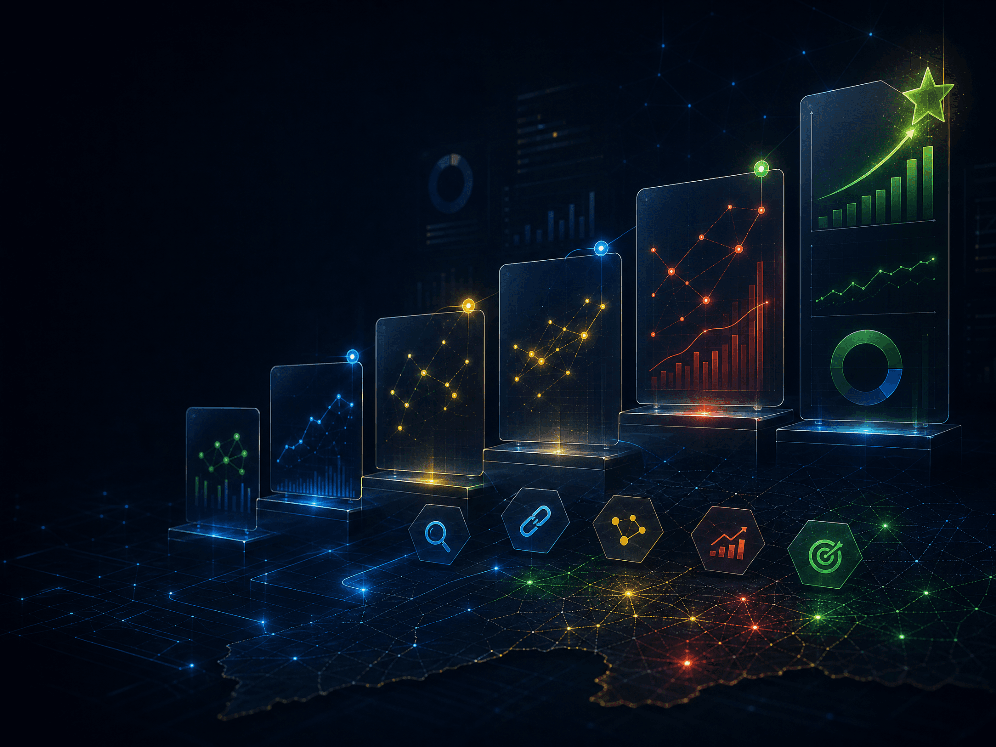 Painel analítico avançado de crescimento orgânico e consolidação de performance.